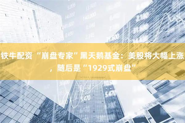 铁牛配资 “崩盘专家”黑天鹅基金：美股将大幅上涨，随后是“1929式崩盘”